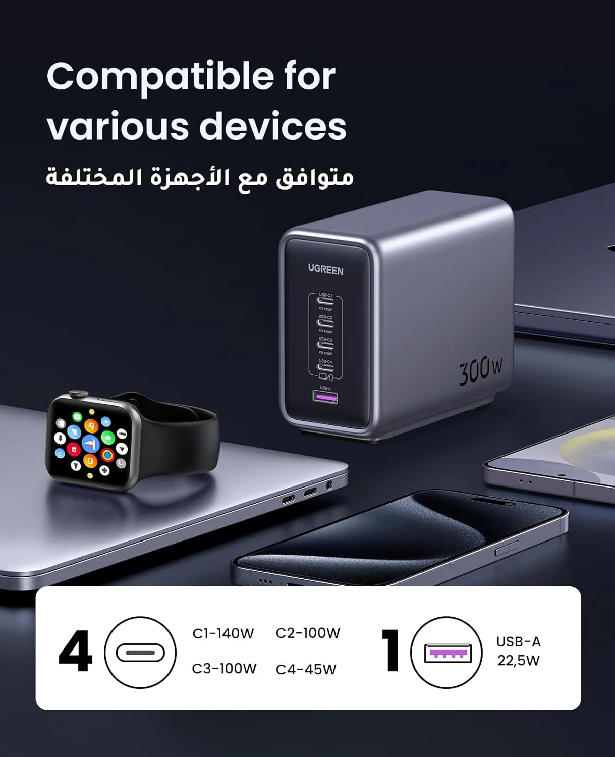 UGREEN Nexode 300W 5-Port PD GaN Fast Charger UK